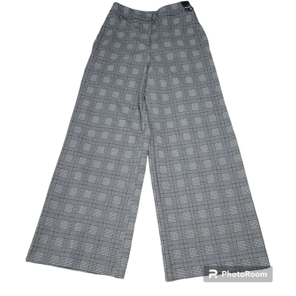 7th Avenue Design Studio NY Co Womens Gray Plaid Ponte Pants Wide Leg Size 6 NWT - Picture 2 of 15
